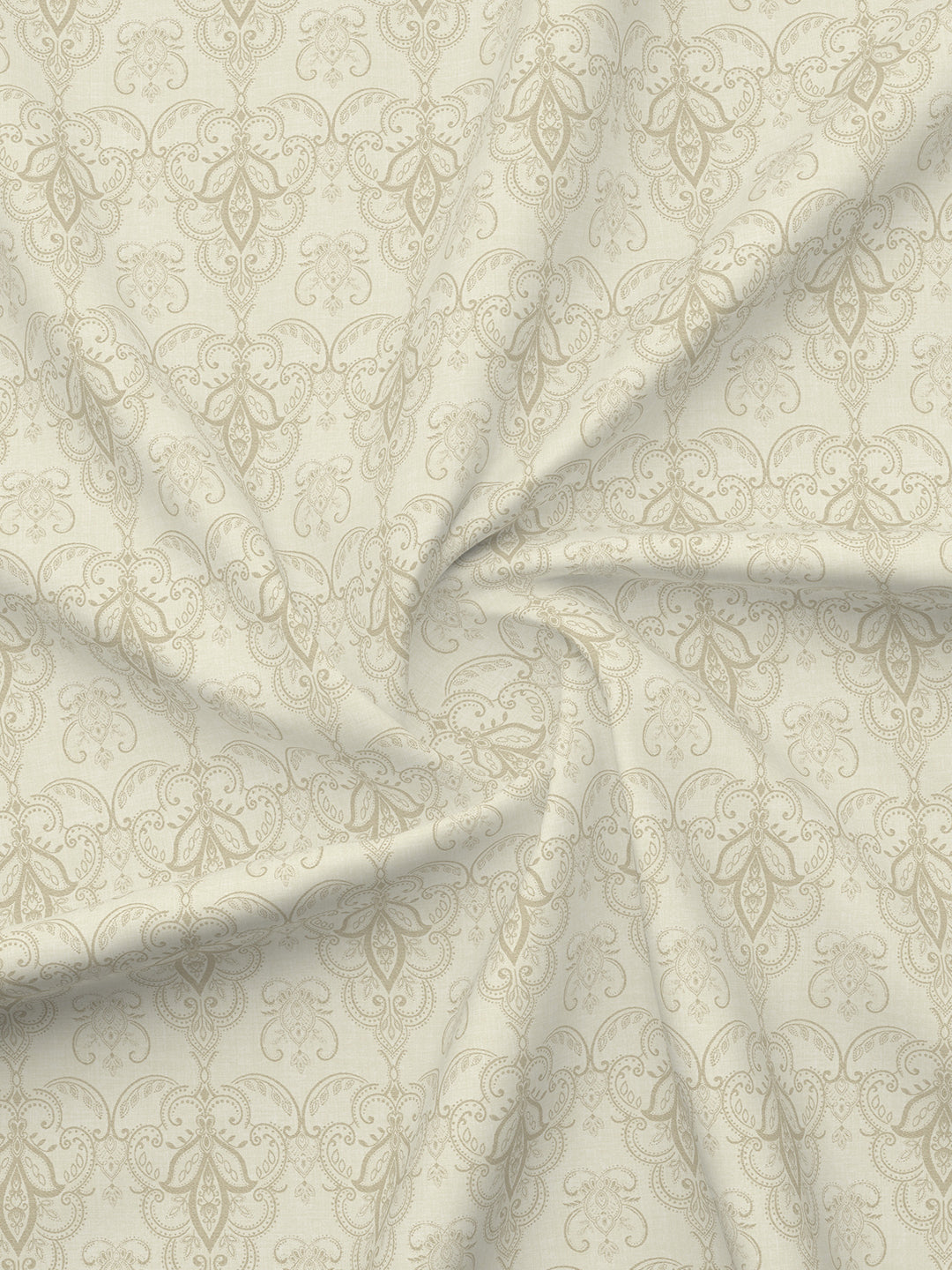 Platinum Pulse 100% Cotton 800 TC Cream Digitally Printed King Bedsheet with 4 Pillow Covers
