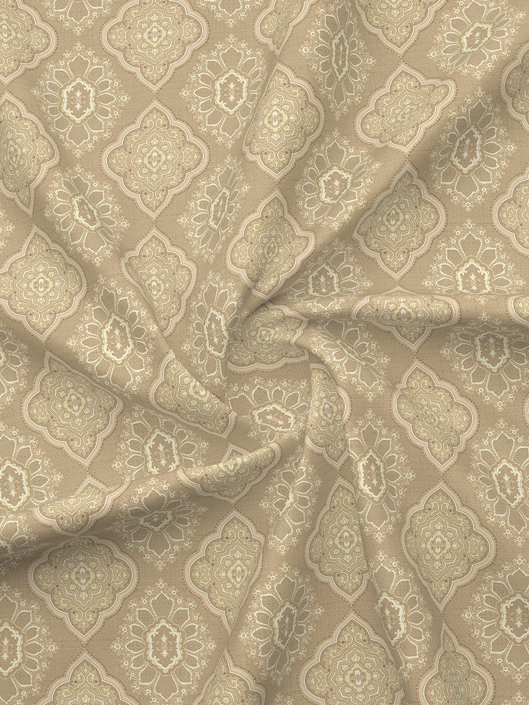 Platinum Pulse 100% Cotton 800 TC Beige Digitally Printed King Bedsheet with 4 Pillow Covers