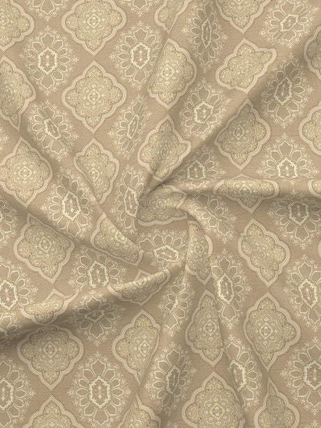 Platinum Pulse 100% Cotton 800 TC Beige Digitally Printed King Bedsheet with 4 Pillow Covers