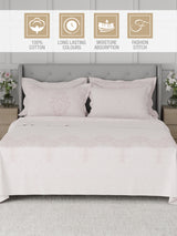 Platinum Pulse 100% Cotton 800 TC Light Pink Digitally Printed King Bedsheet with 4 Pillow Covers
