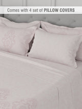 Platinum Pulse 100% Cotton 800 TC Light Pink Digitally Printed King Bedsheet with 4 Pillow Covers