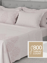 Platinum Pulse 100% Cotton 800 TC Light Pink Digitally Printed King Bedsheet with 4 Pillow Covers
