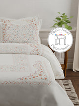 Meenakari Design Prints | 100% Cotton 800 TC White & Red Digitally Printed 1 Bedsheet and 4 Pillow Covers | Platinum Pulse Collection