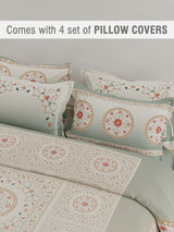 Meenakari Design Prints | 100% Cotton 800 TC Grey Digitally Printed 1 Bedsheet and 4 Pillow Covers | Platinum Pulse Collection