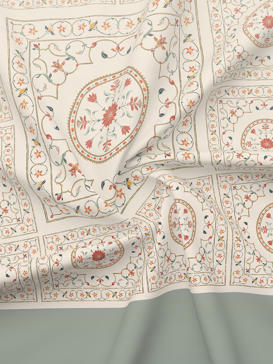 Meenakari Design Prints | 100% Cotton 800 TC Grey Digitally Printed 1 Bedsheet and 4 Pillow Covers | Platinum Pulse Collection
