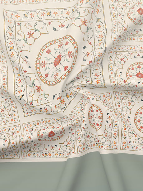 Meenakari Design Prints | 100% Cotton 800 TC Grey Digitally Printed 1 Bedsheet and 4 Pillow Covers | Platinum Pulse Collection