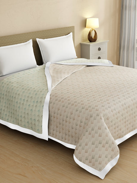 Zen Living TENCEL™ 250 TC Grey & White Printed Reversible Double Size Dohar (100 L x 90 W inches)