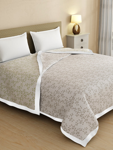 Zen Living TENCEL™ 250 TC Grey Floral Reversible Double Size Dohar (100 L x 90 W inches)
