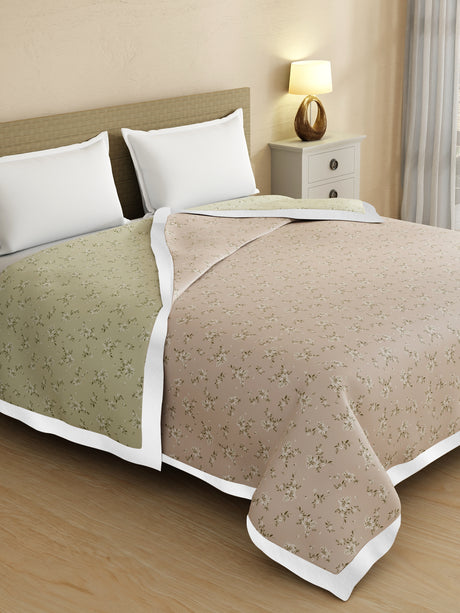 Zen Living TENCEL™ 250 TC Pink & Grey Floral Reversible Double Size Dohar (100 L x 90 W inches)