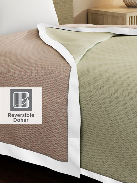 Zen Living TENCEL™ 250 TC Pink & Grey Printed Reversible Single Size Dohar (90 L x 60 W inches)