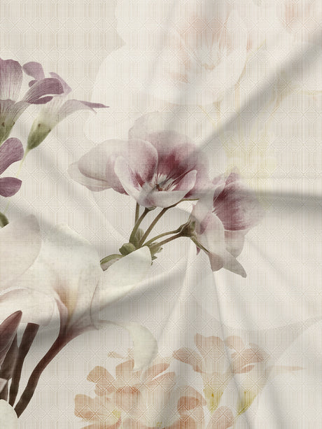 Gardenia Augusta 100% Cotton 300 TC Cream Floral Bedsheet with 2 Pillow Covers - Super King (120 L x 120 W inches)