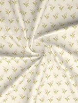 Valatia 100% Cotton 200 TC Double Bedsheet with 2 Pillow Covers - Cream Floral