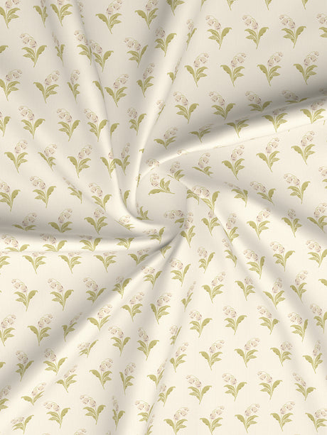 Valatia 100% Cotton 200 TC Double Bedsheet with 2 Pillow Covers - Cream Floral