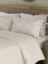 Valatia 100% Cotton 200 TC Double Bedsheet with 2 Pillow Covers - Beige Floral