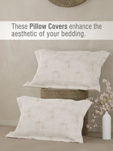 Valatia 100% Cotton 200 TC Double Bedsheet with 2 Pillow Covers - Beige Floral