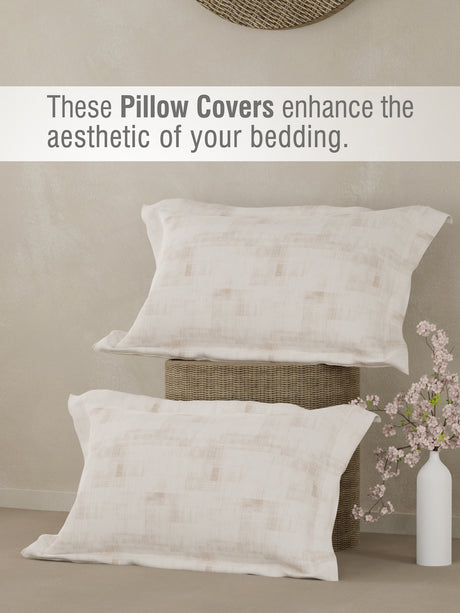 Valatia 100% Cotton 200 TC Double Bedsheet with 2 Pillow Covers - Beige Floral