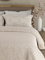 Valatia 100% Cotton 200 TC Double Bedsheet with 2 Pillow Covers - Beige Floral