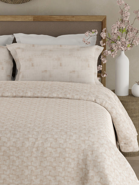 Valatia 100% Cotton 200 TC Double Bedsheet with 2 Pillow Covers - Beige Floral