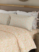 Valatia 100% Cotton 200 TC Double Bedsheet with 2 Pillow Covers - Pink Floral