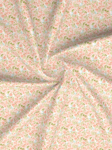 Valatia 100% Cotton 200 TC Double Bedsheet with 2 Pillow Covers - Pink Floral
