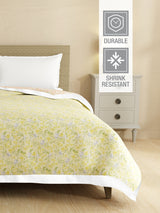 Valatia 100% Cotton 200 TC Orange & Yellow Floral Reversible Double Size Dohar (100 L x 90 W inches)