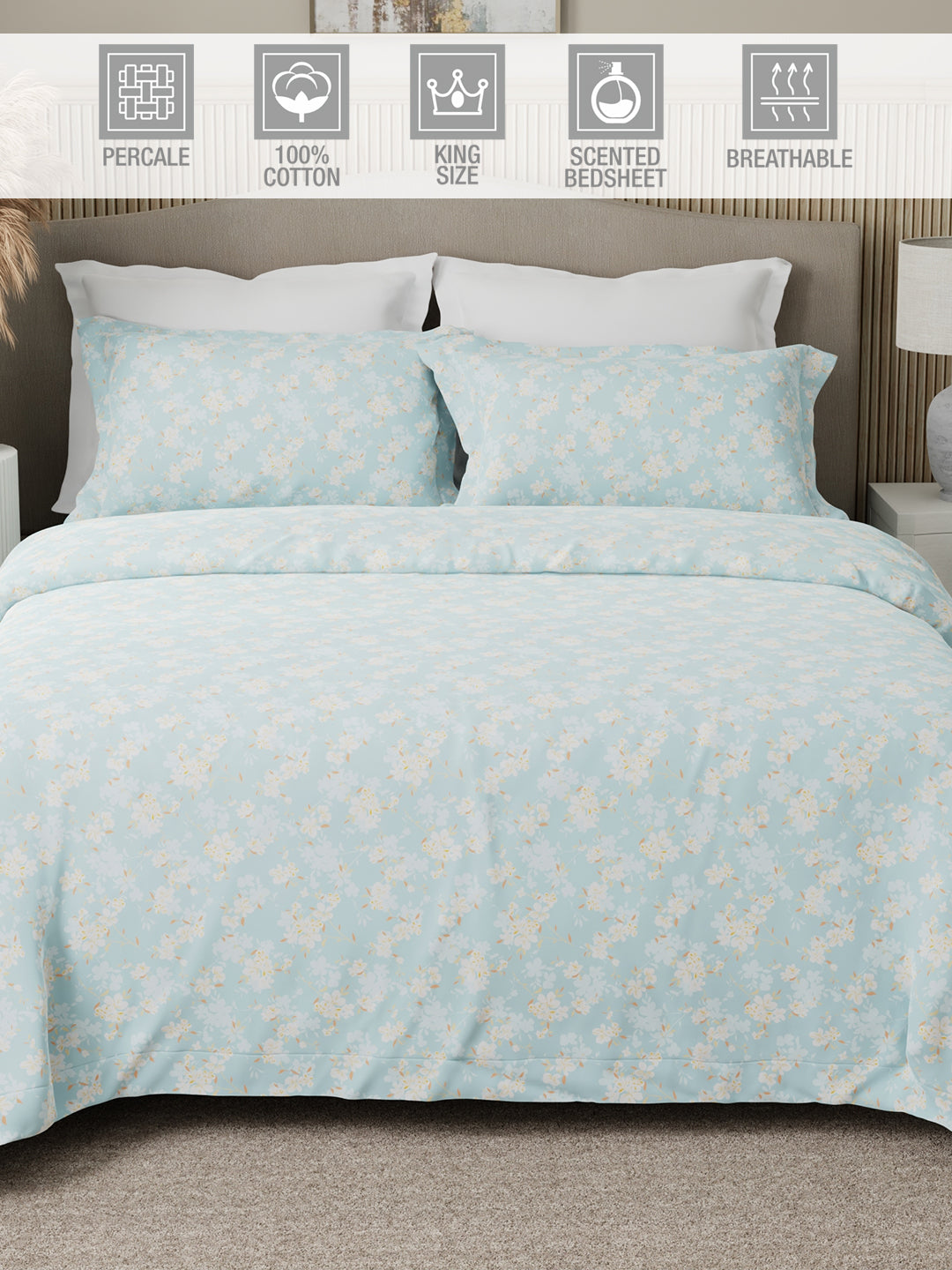 Soft king-size bedsheet with floral pattern