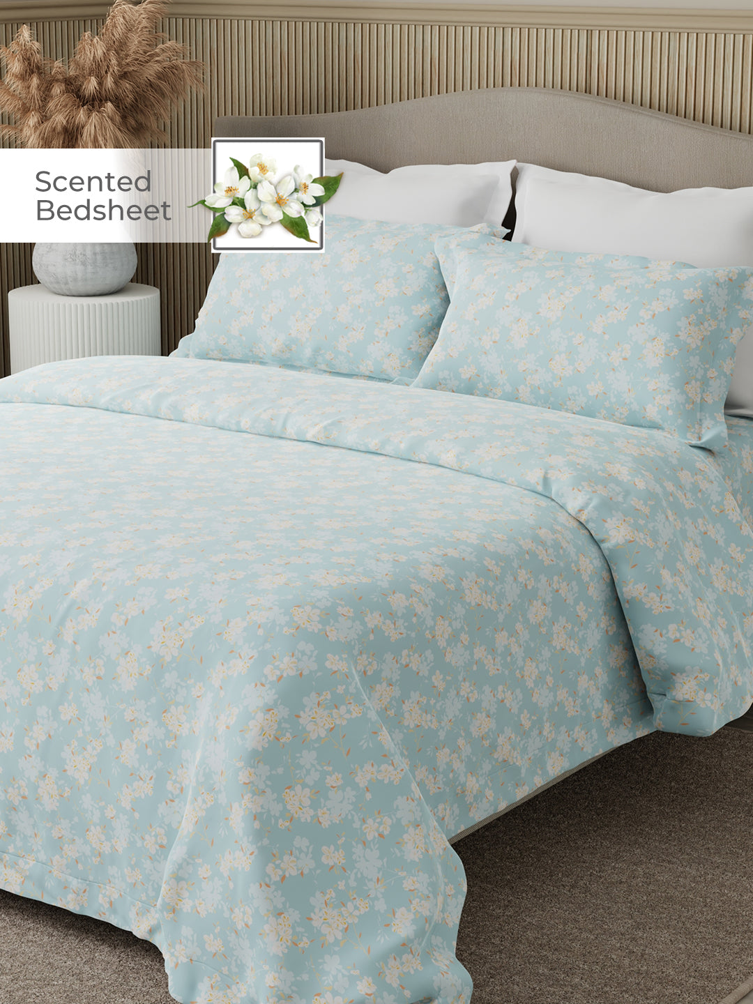 Designer floral bedding set in pastel shades