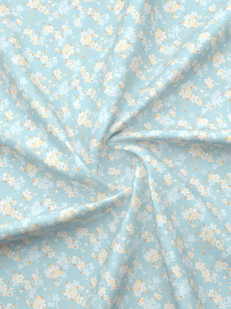 Nature Bouquet Premium 100% Cotton 300 TC Blue Floral King Bedsheet with 2 Pillow Covers (Jasmine Fragrance)