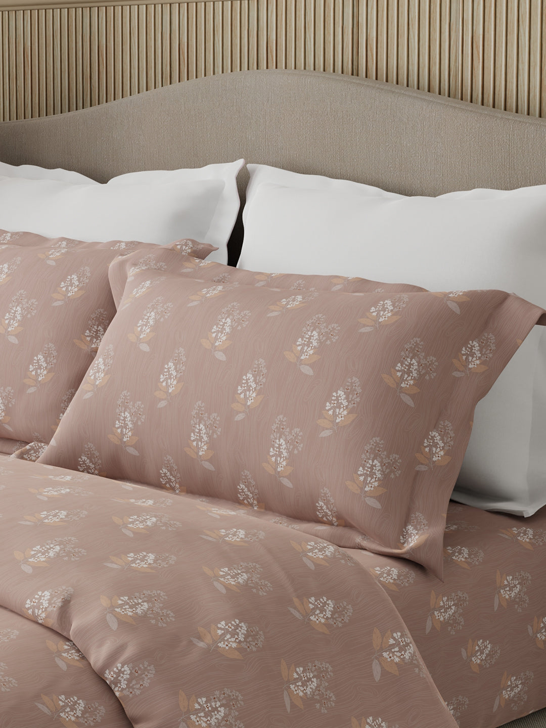 Nature Bouquet Premium 100% Cotton 300 TC Light Purple Floral King Bedsheet with 2 Pillow Covers (Sandalwood Fragrance)