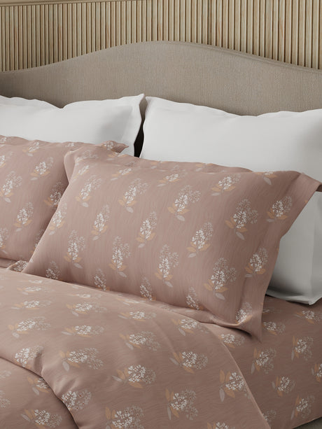 Nature Bouquet Premium 100% Cotton 300 TC Light Purple Floral King Bedsheet with 2 Pillow Covers (Sandalwood Fragrance)