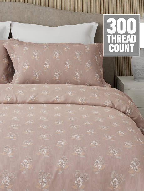 Nature Bouquet Premium 100% Cotton 300 TC Light Purple Floral King Bedsheet with 2 Pillow Covers (Sandalwood Fragrance)