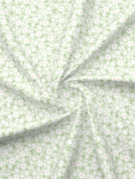 Nature Bouquet Premium 100% Cotton 300 TC Green Floral King Bedsheet with 2 Pillow Covers (Green Apple Fragrance)