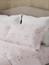 Nature Bouquet Premium 100% Cotton 300 TC Pink Floral King Bedsheet with 2 Pillow Covers (Rose Fragrance)