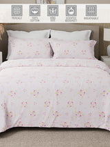 Nature Bouquet Premium 100% Cotton 300 TC Pink Floral King Bedsheet with 2 Pillow Covers (Rose Fragrance)