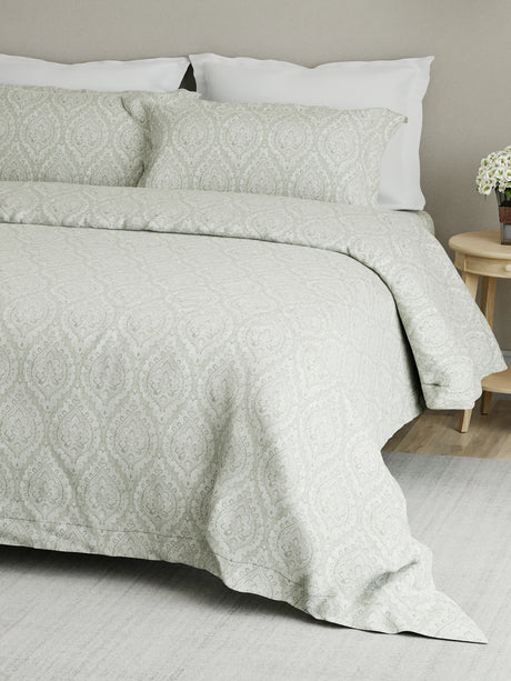 Cottage Garden 100% Cotton 300 TC Grey Ethnic Print King Bedsheet with 2 Pillow Covers - Perfect for Gifting