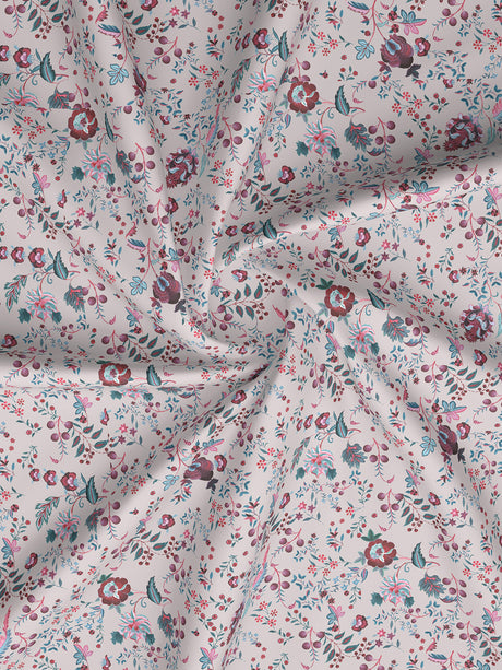 Royal Essence 100% Cotton 400 TC Pink & Blue Digital Floral Print King Bedsheet with 4 Pillow Covers