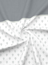 Royal Essence 100% Cotton 400 TC Grey & White Ethnic Print King Bedsheet with 4 Pillow Covers & 2 Cushion Covers
