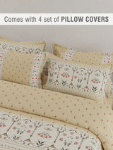 Meenakari Design Prints | 100% Cotton 800 TC Beige Digitally Printed 1 Bedsheet and 4 Pillow Covers | Platinum Pulse Collection