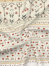 Meenakari Design Prints | 100% Cotton 800 TC Beige Digitally Printed 1 Bedsheet and 4 Pillow Covers | Platinum Pulse Collection