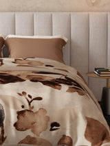 Luxe Loom 800 GSM Brown Floral Print 2 Ply Double Premium Mink Blanket (Size - 2.20 m x 2.40 m)