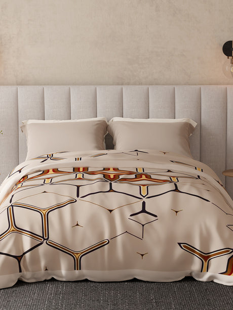 Striped king-size cotton bedsheet with pillowcases