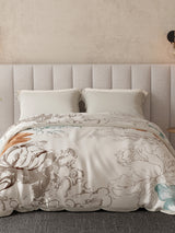 Luxe Loom 800 GSM White Floral Print 2 Ply Double Premium Mink Blanket (Size - 2.20 m x 2.40 m)