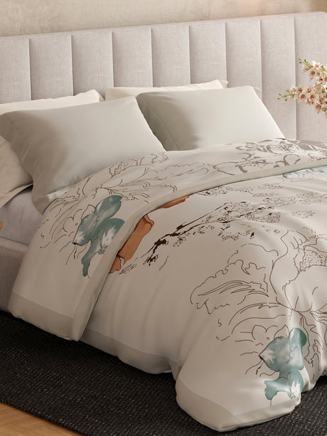 Luxe Loom 800 GSM White Floral Print 2 Ply Double Premium Mink Blanket (Size - 2.20 m x 2.40 m)
