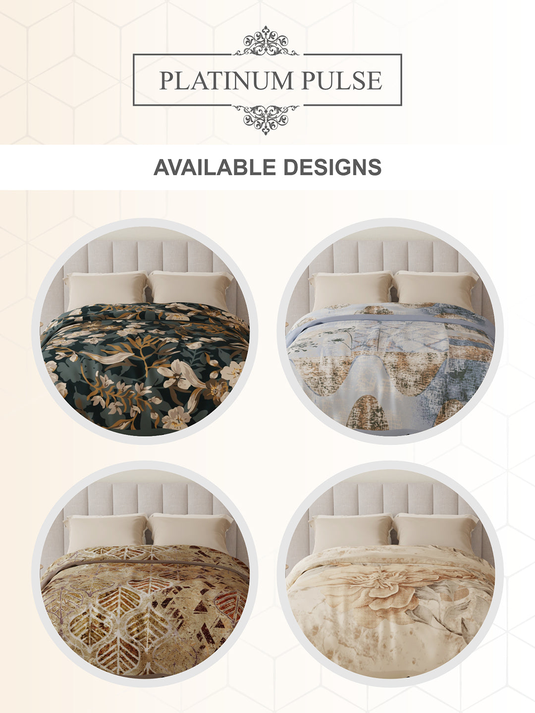Platinum Pulse 1000 GSM Beige Floral Print 3 Ply Double Premium Mink Blanket (Size - 2.20 m x 2.40 m)