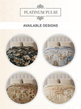 Platinum Pulse 1000 GSM Beige Floral Print 3 Ply Double Premium Mink Blanket (Size - 2.20 m x 2.40 m)