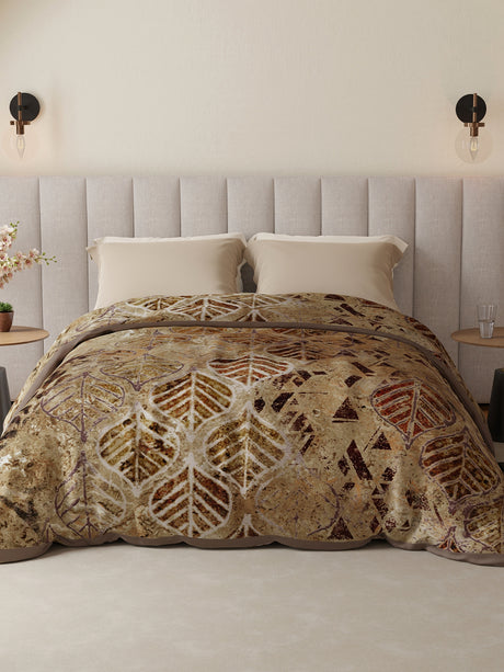 Platinum Pulse 1000 GSM Brown Printed 3 Ply Double Premium Mink Blanket (Size - 2.20 m x 2.40 m)