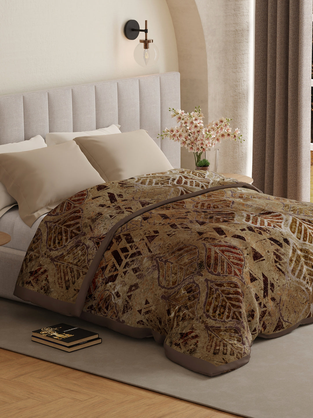 Platinum Pulse 1000 GSM Brown Printed 3 Ply Double Premium Mink Blanket (Size - 2.20 m x 2.40 m)