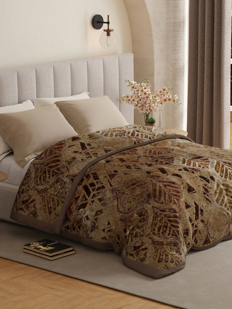Platinum Pulse 1000 GSM Brown Printed 3 Ply Double Premium Mink Blanket (Size - 2.20 m x 2.40 m)