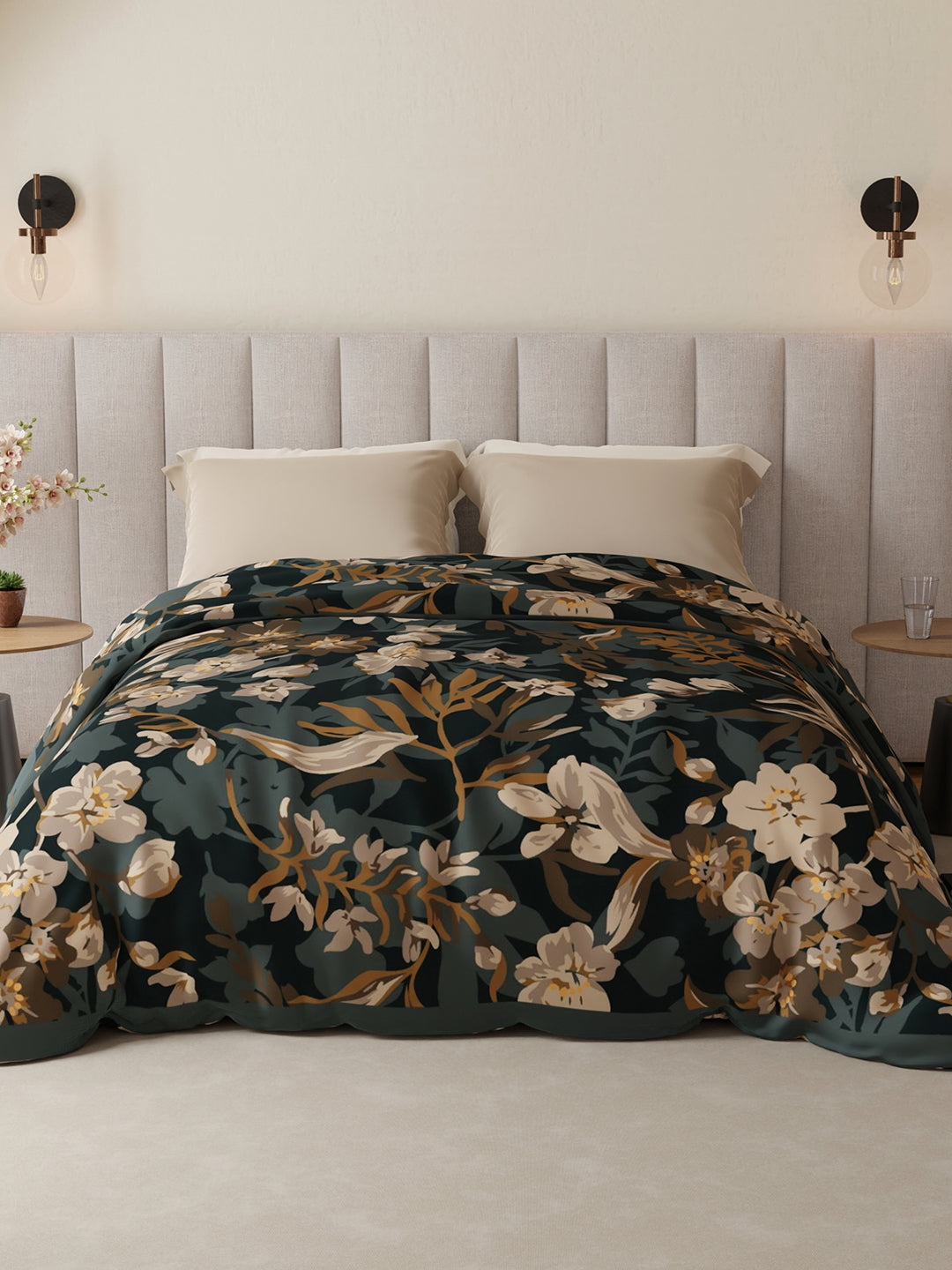 Platinum Pulse 1000 GSM Multicolor Floral Print 3 Ply Double Premium Mink Blanket (Size - 2.20 m x 2.40 m)
