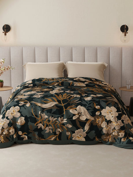 Platinum Pulse 1000 GSM Multicolor Floral Print 3 Ply Double Premium Mink Blanket (Size - 2.20 m x 2.40 m)